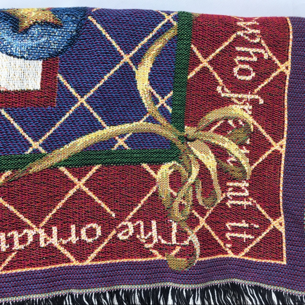 Jewel Tone Colored Christmas Ornament Woven Throw - Picture 6 of 8